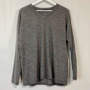 Romantic Hut Women’s High Low V Neck Long Sleeve Tee Shirt Dark Gray Size M NWOT
